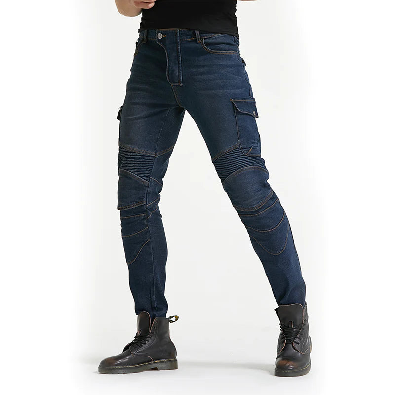 Riding Culture Tapered Slim Light Blue Men Motorcycle Jeans Pants - m